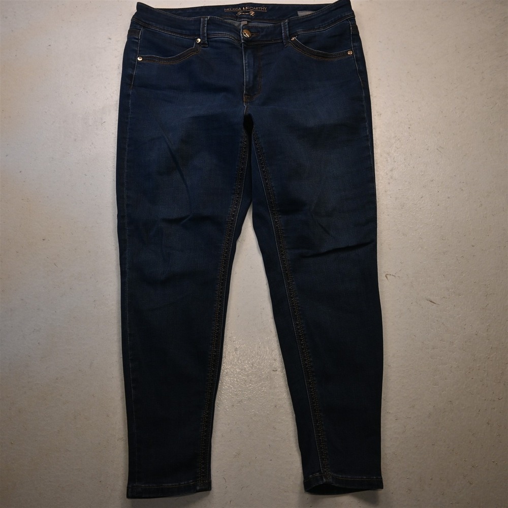 Melissa McCarthy Seven7 16W High Rise Pencil Skinny Dark Denim Womens Jeans